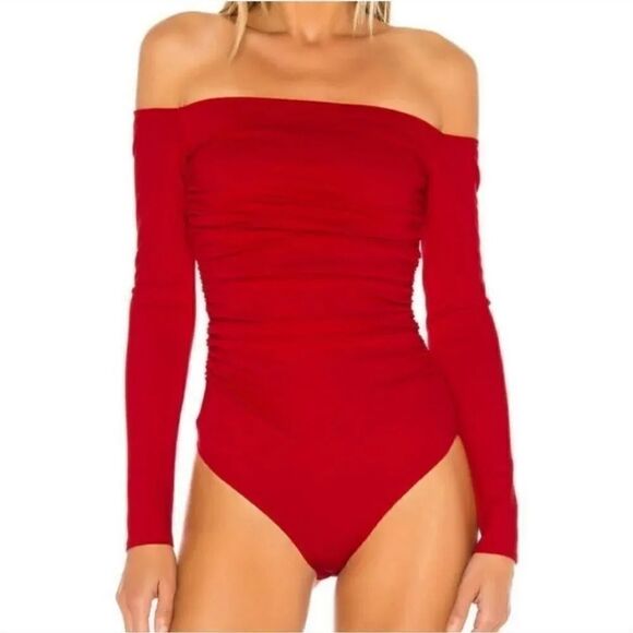 NEW Revolve Lovers + Friends Lyanna Bardot Bodysuit in Red Size XXS - Picture 11 of 11